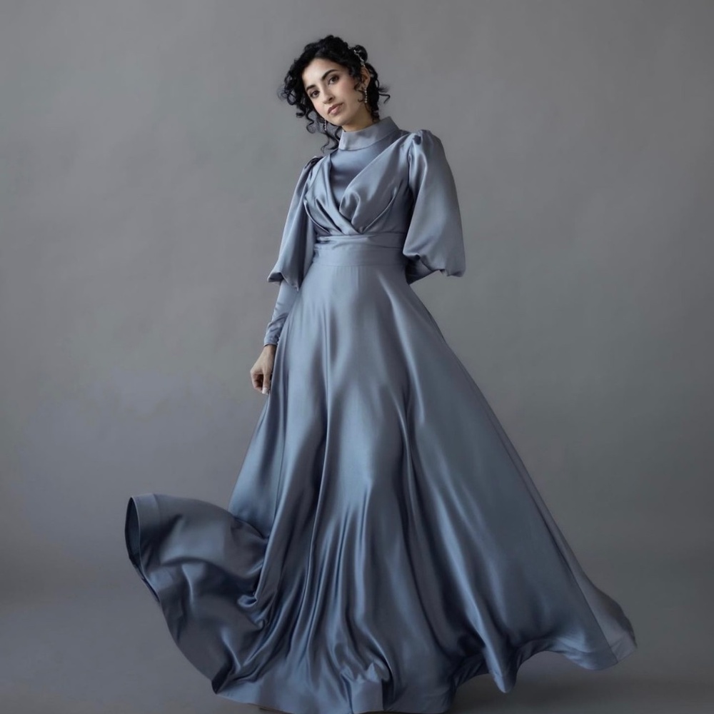Long sleeve evening gown